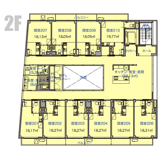 高齢者住宅の平面図_2F