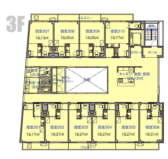 高齢者住宅の平面図_2F