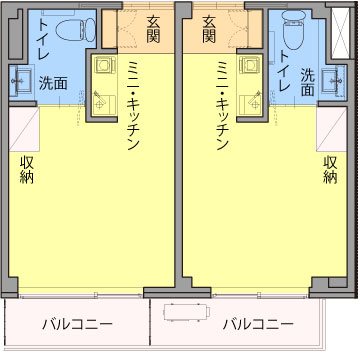 高齢者住宅の個室平面図